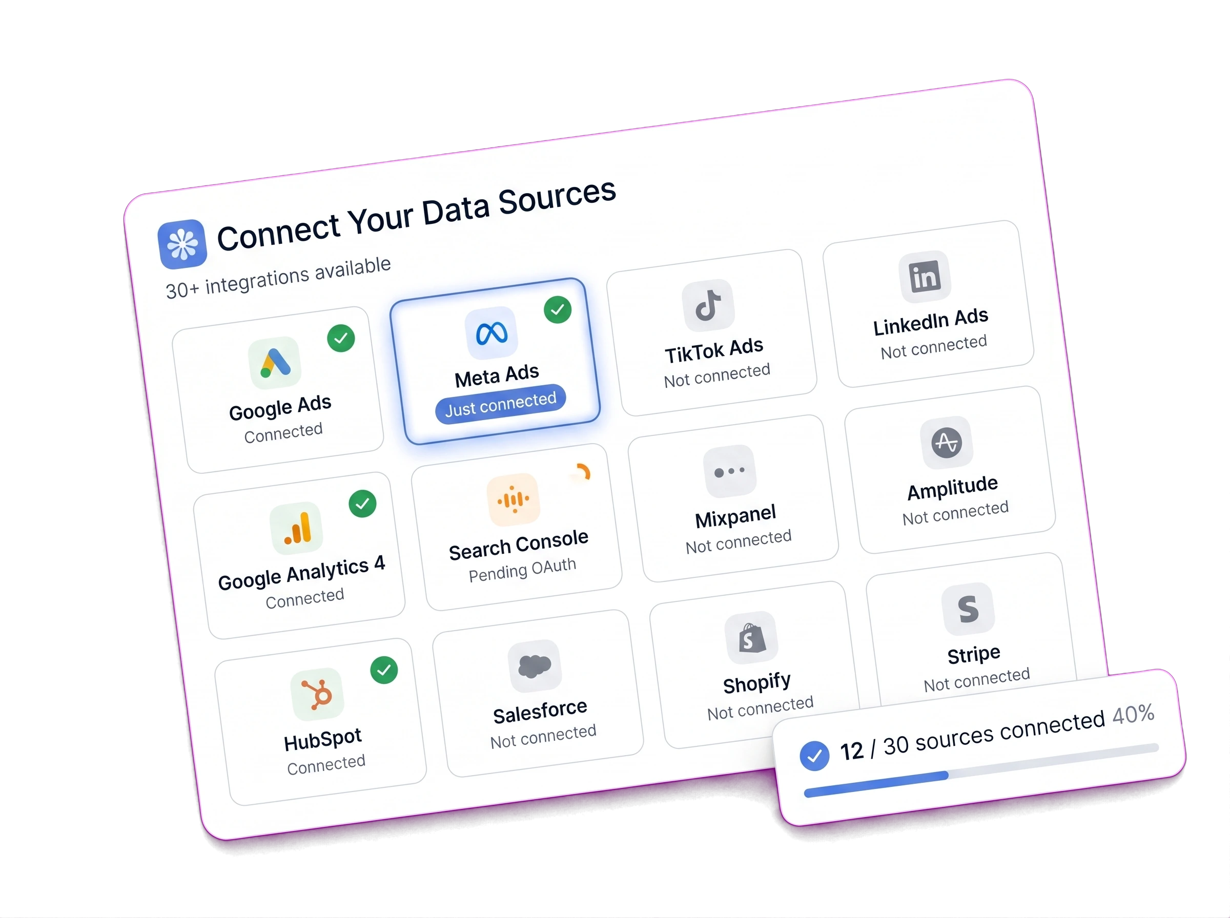 Étape 1 : Connexion de vos sources